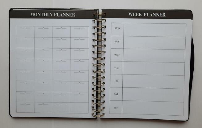 Czarny planer pikowany organizer osobisty