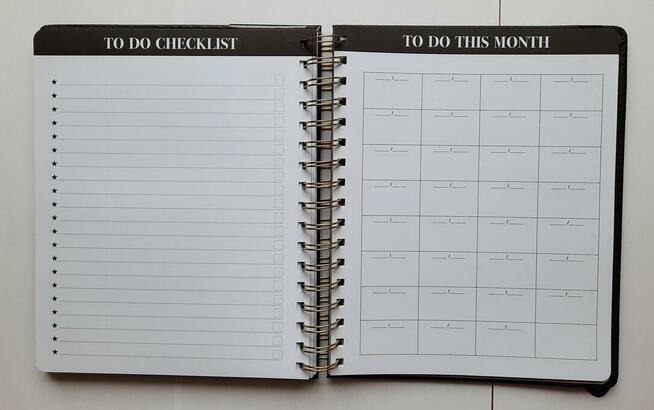 Czarny planer pikowany organizer osobisty