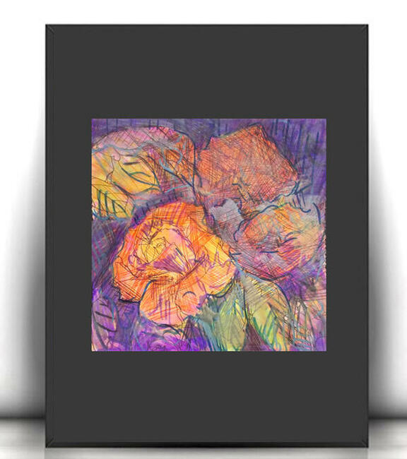 kwiaty rysunek A4,róża obraz 21x30