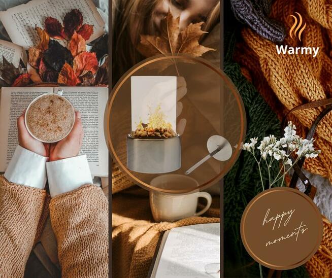 Piękny nowoczesny biokominek WARMY przenośny do salonu, ogro