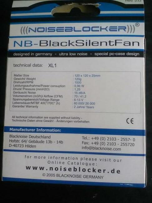 Wentylator do obudowy PC NoiseBlocker BlackSilentFan XL1