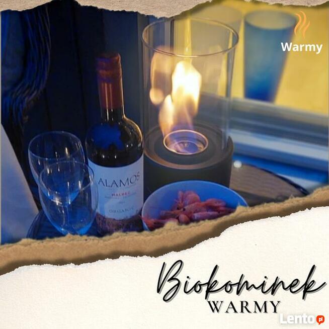 Piękny nowoczesny biokominek WARMY przenośny do salonu, ogro