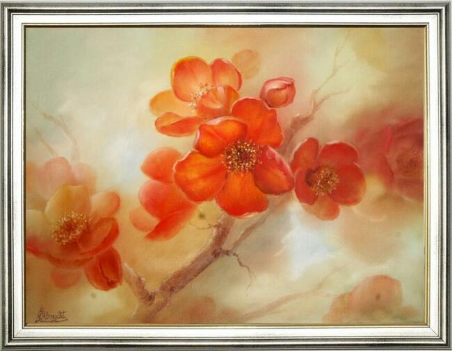 Gałązka Pigwy Impresja, ręcznie malow.olejny, L.Olbrycht