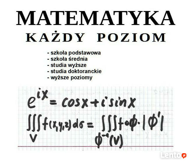 Matematyka, rozwiązywanie zadań przez internet, każdy poziom