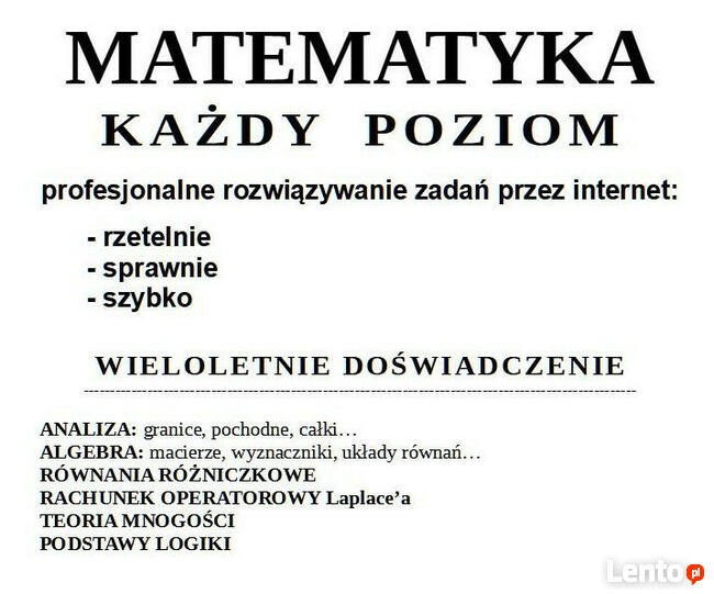 Matematyka, rozwiązywanie zadań przez internet