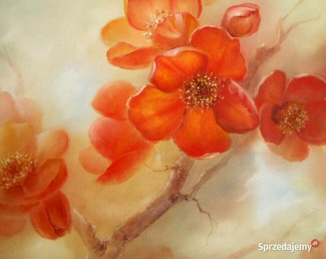 Gałązka Pigwy Impresja, ręcznie malow.olejny, L.Olbrycht