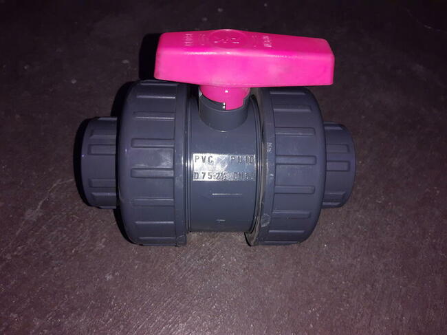 Zawór kulowy PCV fi 75 mm, KW-KW. Nowy