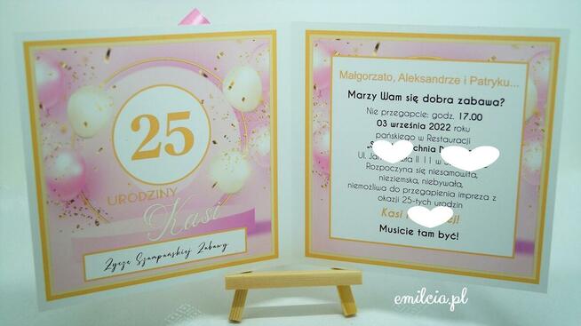 Zaproszenia + Koperta / URODZiNY, HAPPY BIRTHDAY, ROCZEK