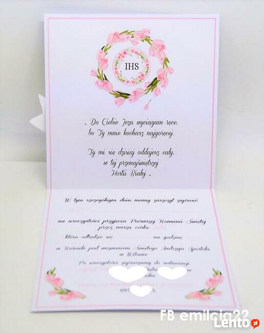 Zaproszenie z okazji I Komunii Św. spersonalizowane koperta