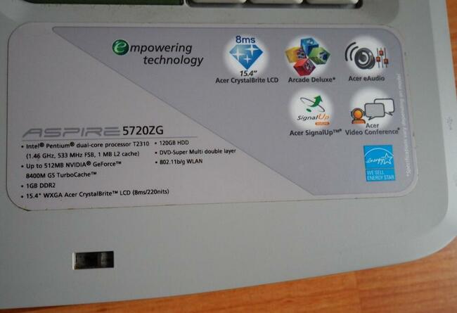 Laptop Acer Aspire 5720ZG