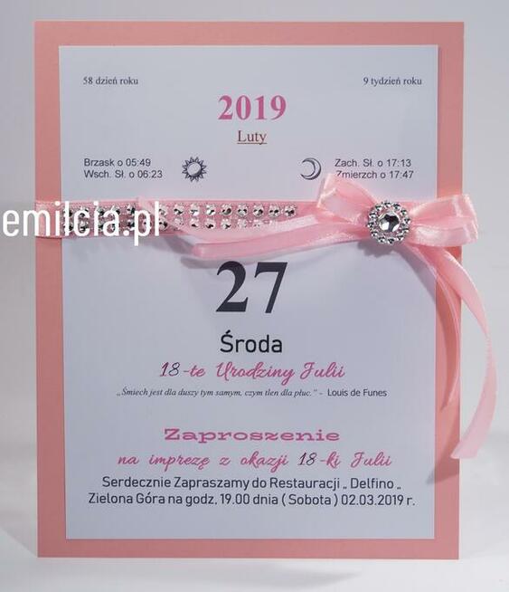 Zaproszenia + Koperta / URODZiNY, HAPPY BIRTHDAY, ROCZEK