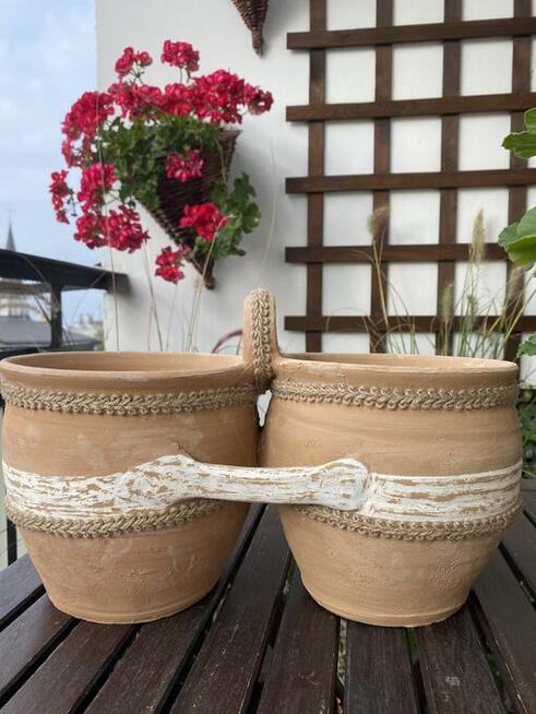 Dwojaki gliniane/ nieszkliwione/ ręcznie malowane/rękodzieło