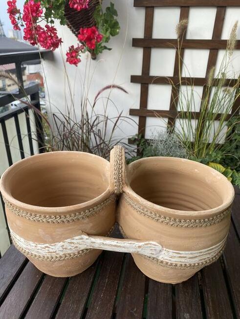 Dwojaki gliniane/ nieszkliwione/ ręcznie malowane/rękodzieło