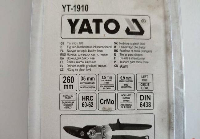 NOŻYCE DO CIĘCIA BLACHY, LEWE 260 MM YT-1910