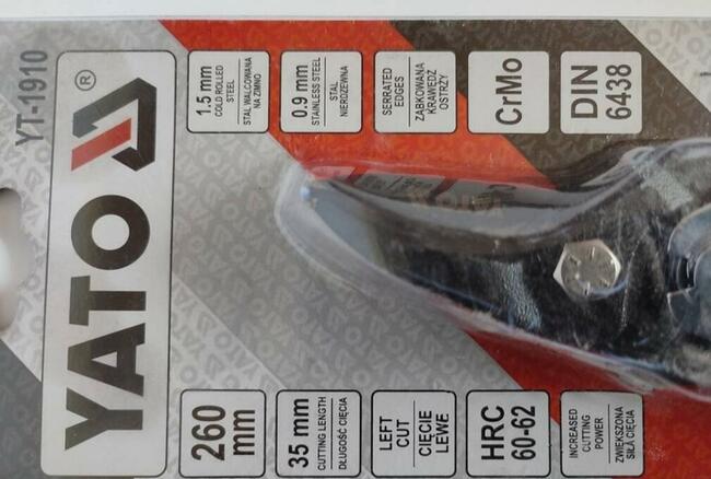 NOŻYCE DO CIĘCIA BLACHY, LEWE 260 MM YT-1910