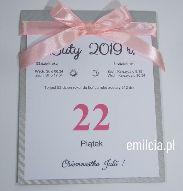 Zaproszenie z okazji 18 urodzin - Kalendarz + Koperta