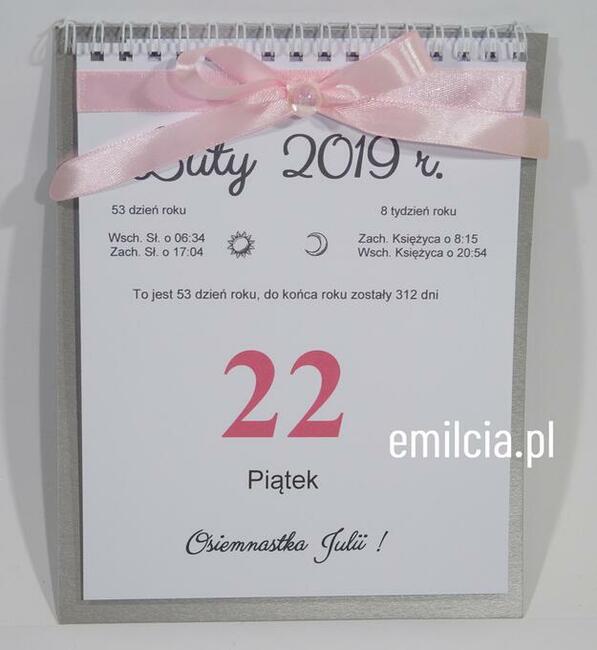 Zaproszenie z okazji 18 urodzin - Kalendarz + Koperta