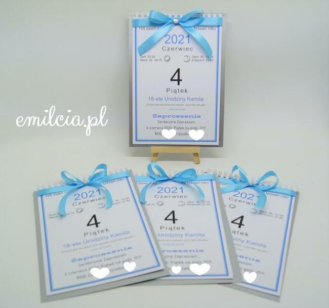 Zaproszenie z okazji 18 urodzin - Kalendarz + Koperta