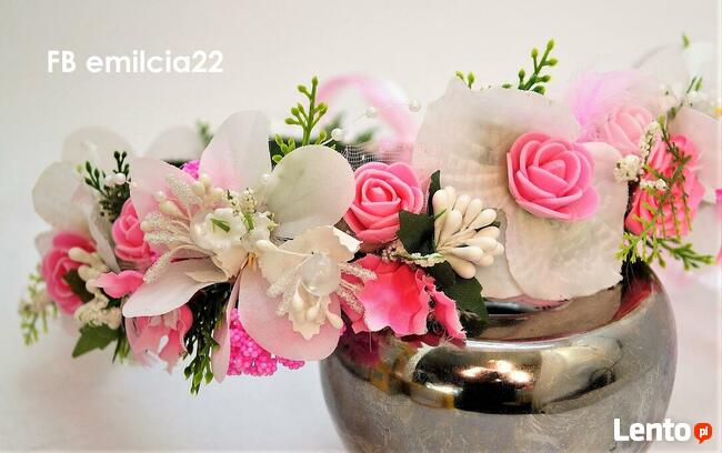 Wianek regulowany róż z bielą. Ślub, Komunia, Sesja zdjęciow