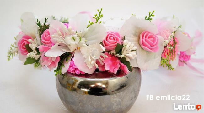 Wianek regulowany róż z bielą. Ślub, Komunia, Sesja zdjęciow