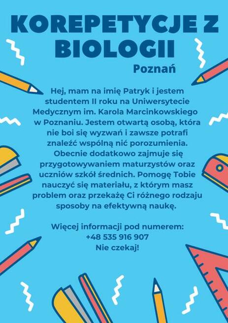 Korepetycje z Biologii Poznań Zajęcia Online / Pierwsze zaję
