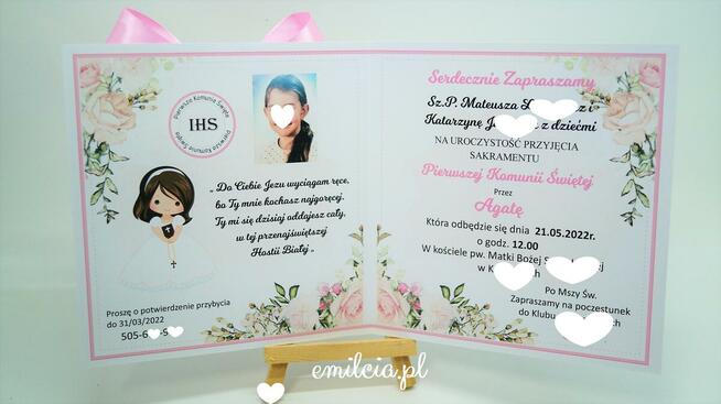 Zaproszenie z okazji I Komunii Św. spersonalizowane, koperta