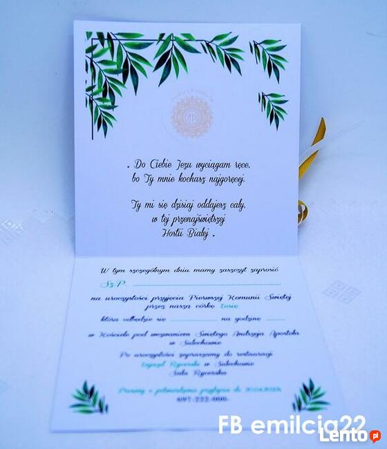 Zaproszenie z okazji I Komunii Św. spersonalizowane, koperta