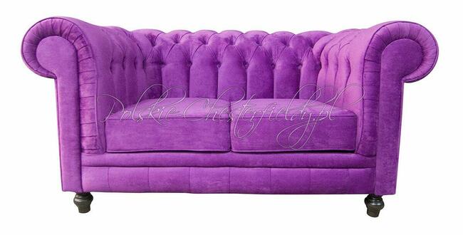 Pikowana SOFA CHESTERFIELD CANON 2 OS. plusz tkanina RATY