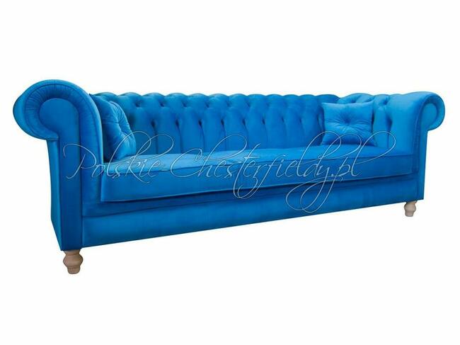 Pikowana SOFA CHESTERFIELD CANON 4 OS. plusz tkanina RATY