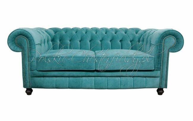Pikowana SOFA CHESTERFIELD CANON 2,5 OS. plusz tkanina RATY