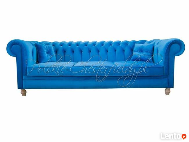 Pikowana SOFA CHESTERFIELD CANON 4 OS. plusz tkanina RATY