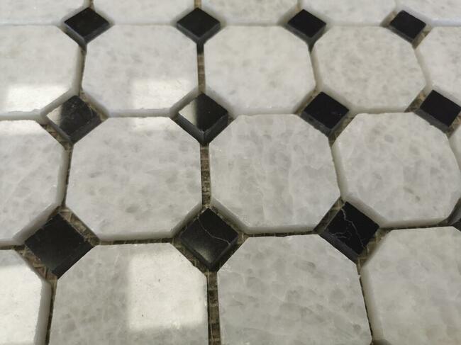 Mozaika Marmurowa CRISTAL WHITE/HANG GREY 30,5x30,5x1 poler