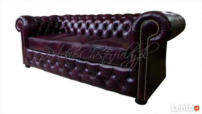 Skórzana SOFA Pikowana CHESTERFIELD NORMAL 3 OS. RATY