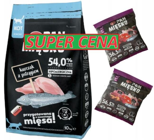 Sucha karma dla kota kurczak z pstrągiem 10 kg.