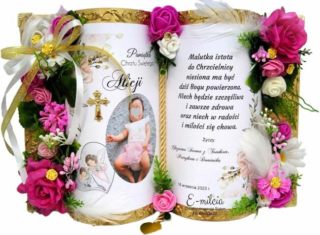 Księga Pamiątka A4, prezent - pamiątka z okazji Chrztu Św.