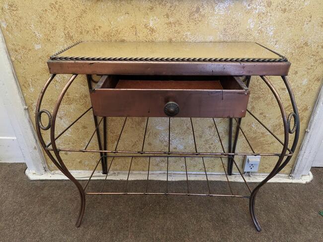 Komplet Lustro Miedziane Stolik Wieszak Żyrandol Kinkiet