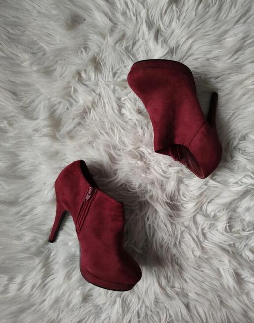 Bordowe botki 39