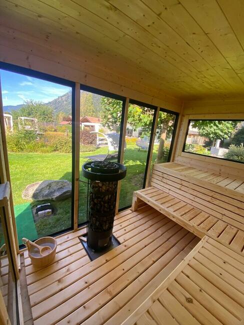 Sauna ogrodowa SPA Wellness Horyzont House przedsionek piec