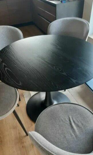 stół okrągły czarny fornirowany