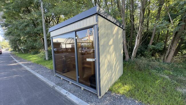 Sauna ogrodowa SPA Wellness Horyzont House przedsionek piec