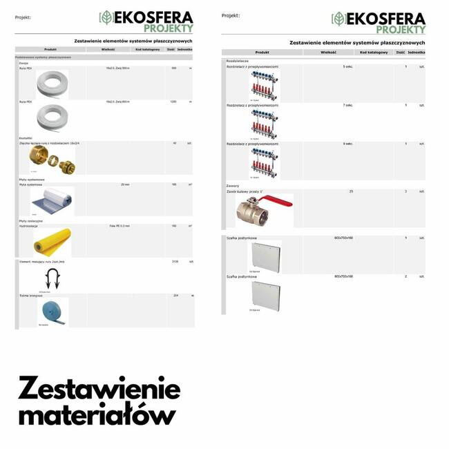 Projekt ogrzewania podłogowego + instrukcja do projektu
