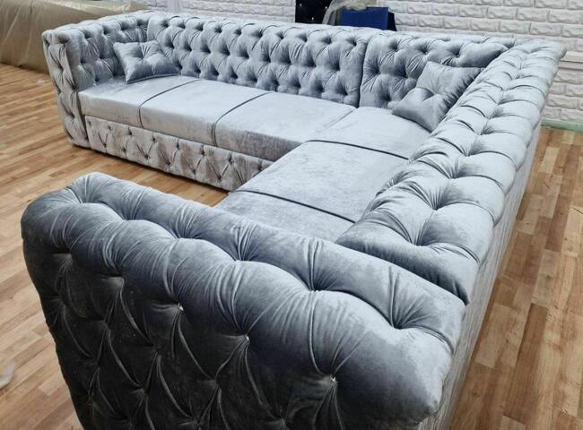 Piekny glamour narożnik chesterfield głębokie piki