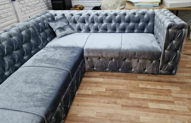 Piekny glamour narożnik chesterfield głębokie piki