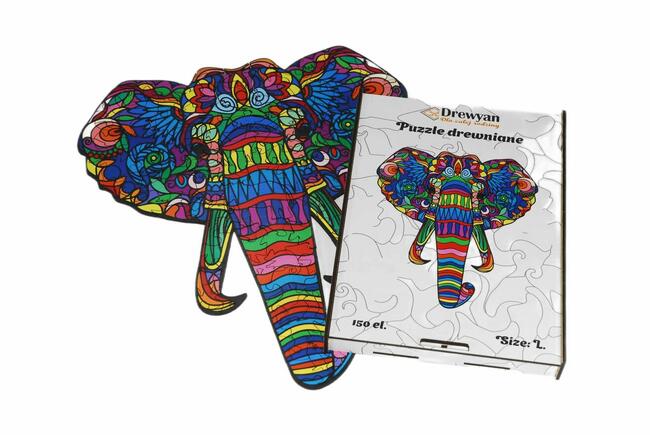 Puzzle Drewniane Premium EKO Słoń 150 ei. Rozmiar L. Drewyan