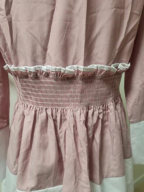 Oryginalna, asymetryczna sukienka w prążki, Reserved, rozm.