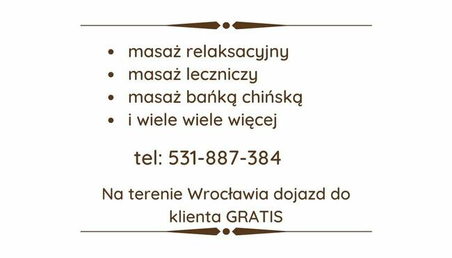 Masaż relaksacyjny/leczniczy Wrocław Mobilny masażysta