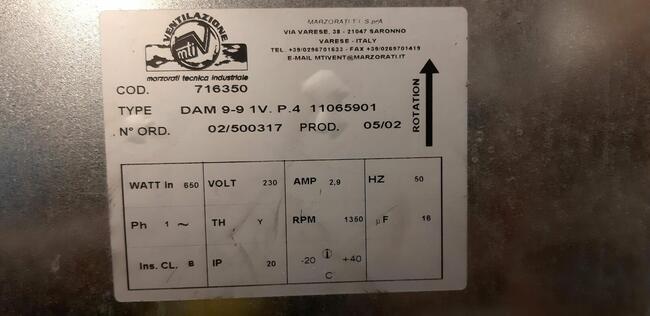 Dmuchawa, wentylator promieniowy, bezszczotkowy 650W