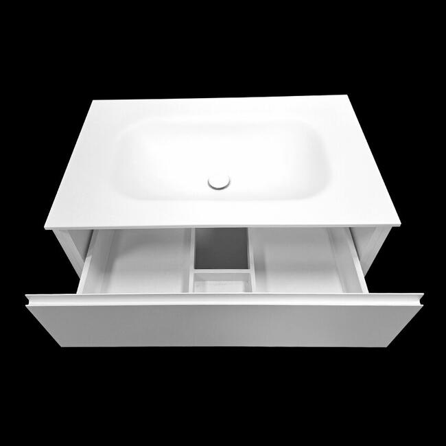 Szafka łazienkowa z umywalką termoformowaną z kompozytu