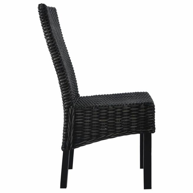vidaXL Krzesła stołowe, 4 szt., czarne, rattan Kubu i drewno