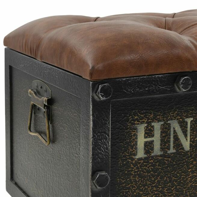 vidaXL Ławka ze schowkiem, lite drewno i sztuczna skóra, 80,